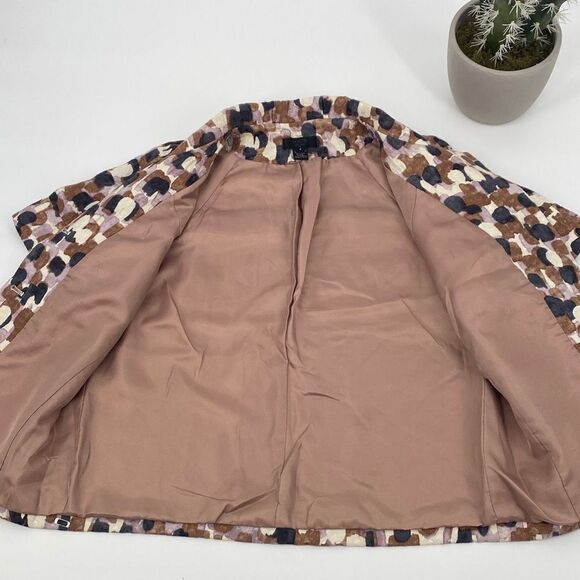 J.Crew Cotton Silk Blend Jaquard Print Short Sleeve Collared Fall Jacket Size 4 - Picture 11 of 13